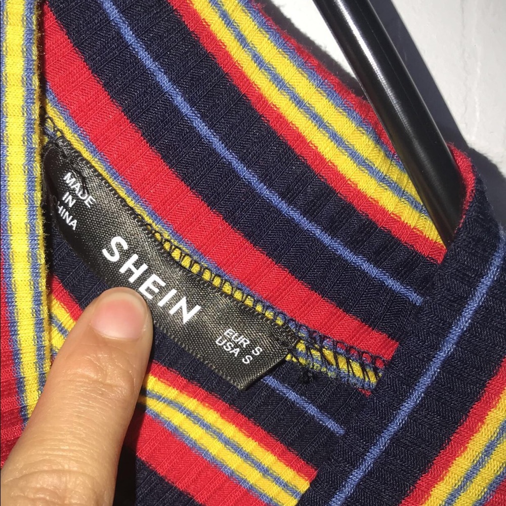 Half Placket Striped Rib-Knit Tee - Picture 3 of 3
